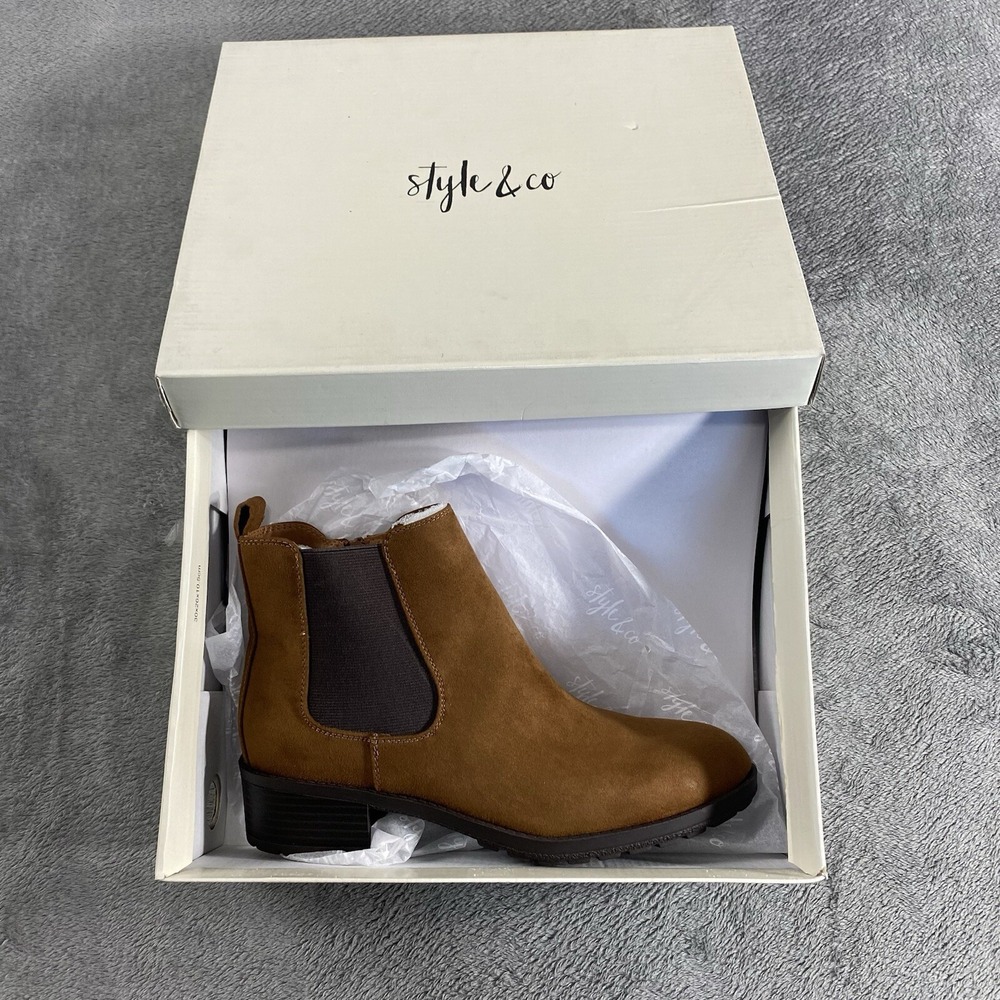 Style & Co. Boots Womens 7.5 M Gladyy Rust MC Faux Suede Zipper Winter Boots